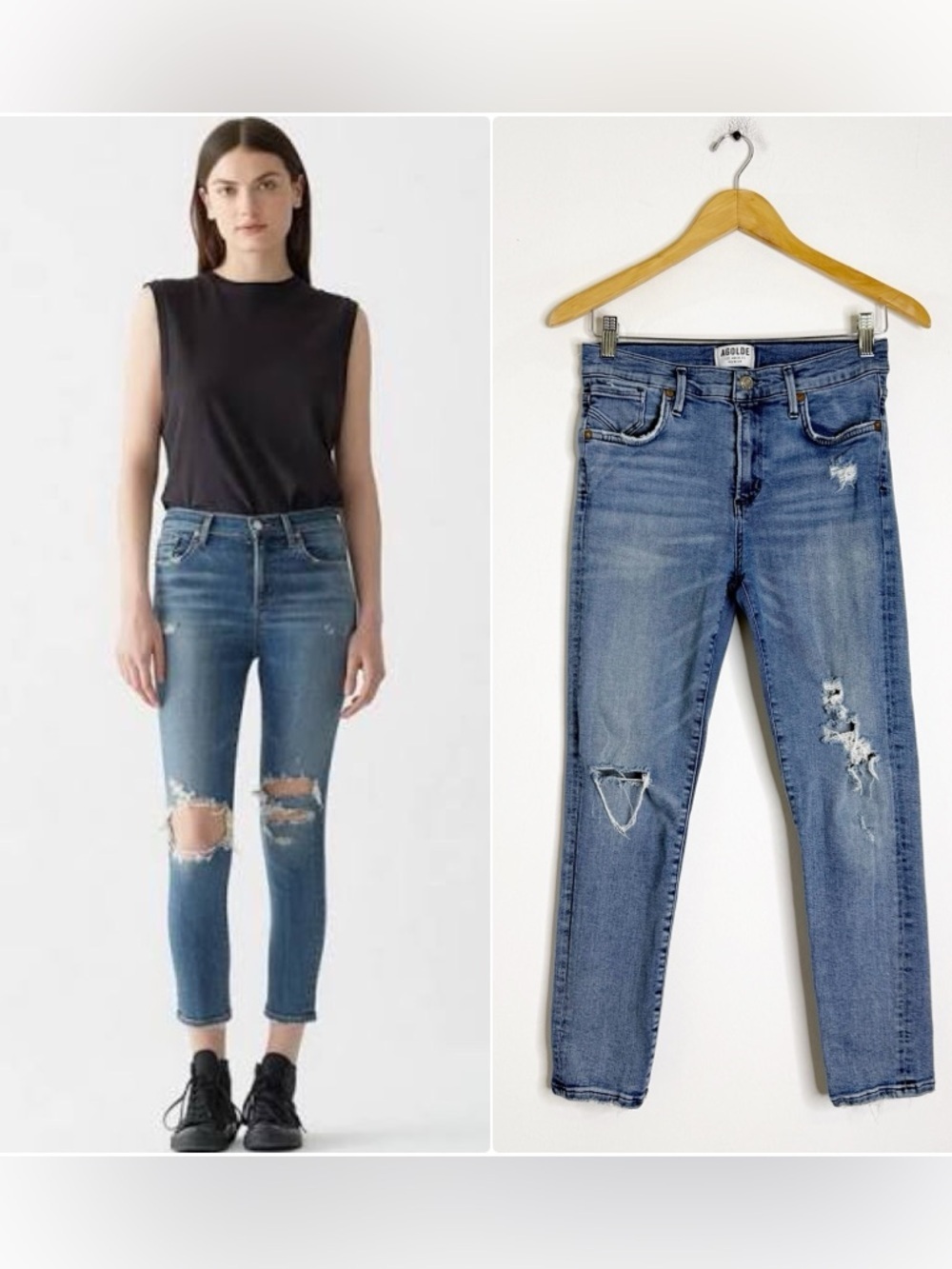 AGOLDE Sophie Ankle Straight Jeans Size 28 / 6 Distressed High Rise Leg Denim